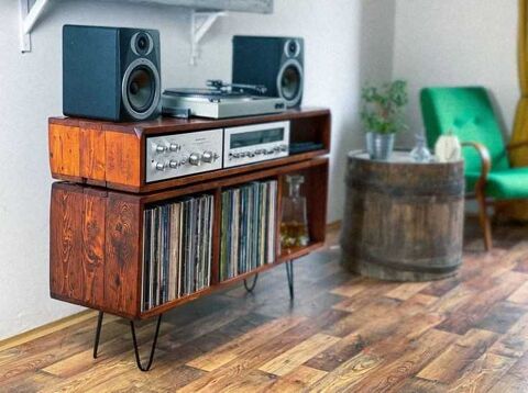 Le Meuble pour Platine Vinyle   Brun Flamboyant 285 Lens (62)