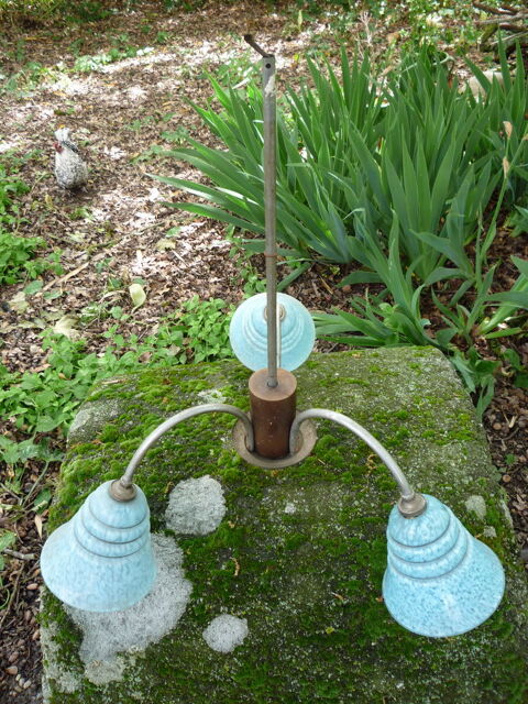 Lustre art d�co verrerie bleue 35 Castres (81)