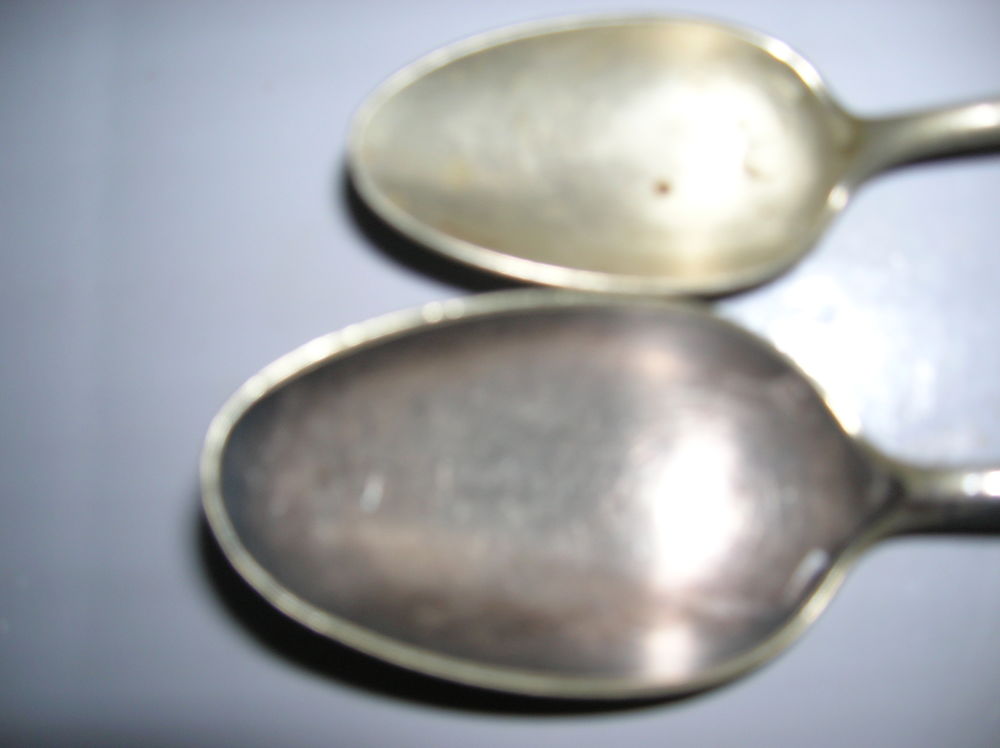 cuill&egrave;re &agrave; soupe+ cuill&egrave;re &agrave; caf&eacute; anciennes m&eacute;tal argent&eacute; 