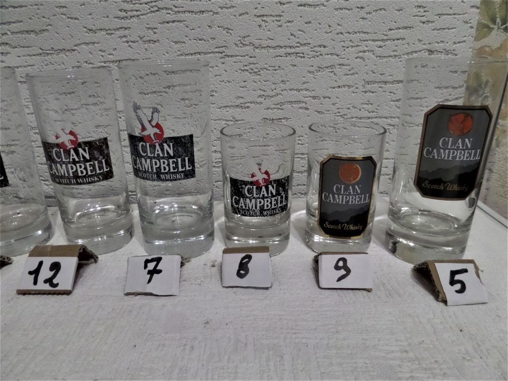 diff&eacute;rents models de verres a whisky CLAN CAMPBELL Cuisine