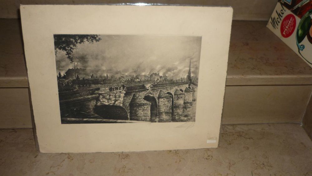 Gravure eau forte ( Pont de Blois ) Décoration
