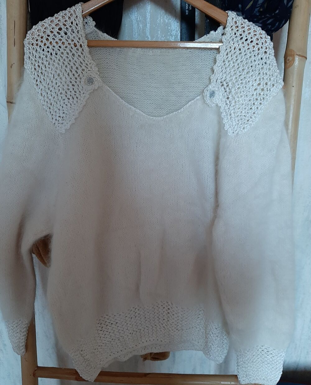 Pull blanc femme en mohair Vtements