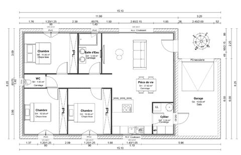   maison 4 pieces de plein pied 82m² sans garage  Maison - 4 pièce(s) - 82 m²