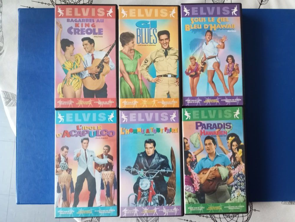 collection 6 vhs k7 cassette vid&eacute;o films elvis presley DVD et blu-ray