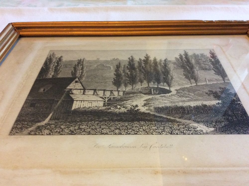 Gravure ancienne Seyffer "&nbsp;Der Sauerbrunen bey Candstatt&nbsp;" Décoration
