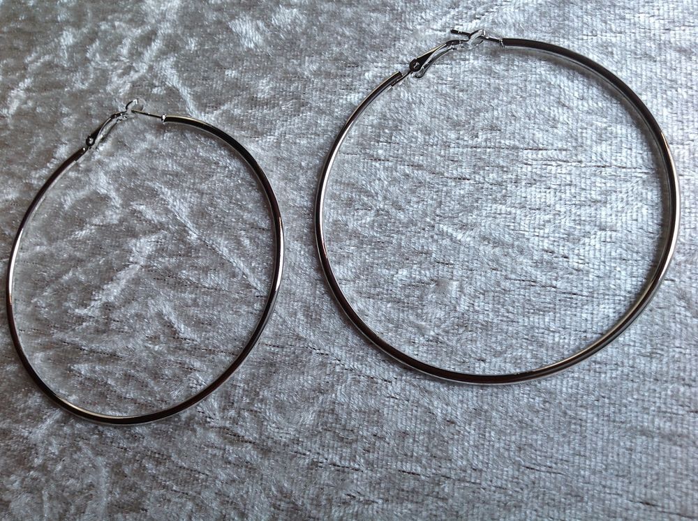 BOUCLES OREILLES ARGENT&Eacute;ES CR&Eacute;OLE DIAM&Egrave;TRE 7 cm Envoi Possib Bijoux et montres