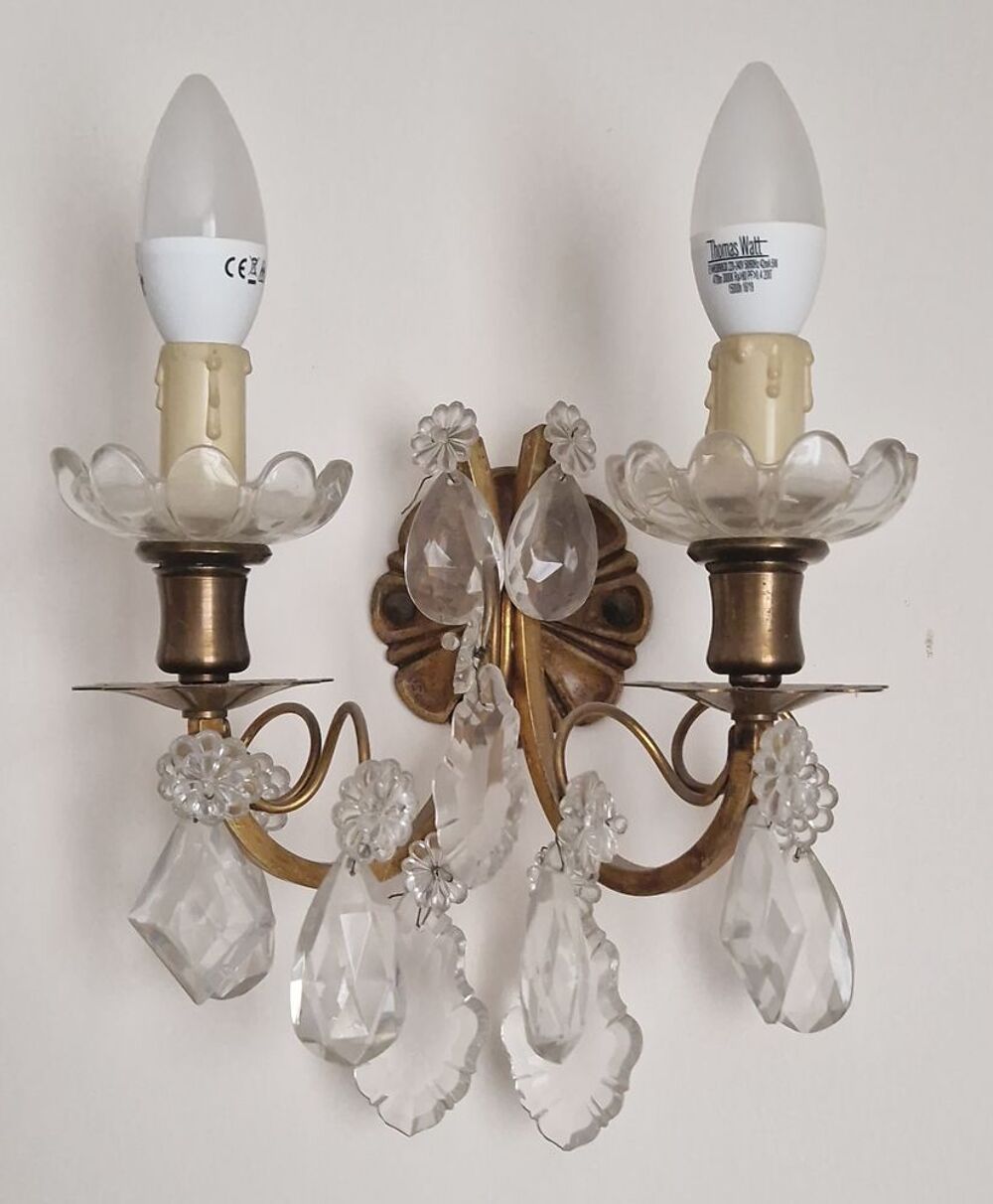 3 appliques en cristal de Boh&egrave;me Décoration