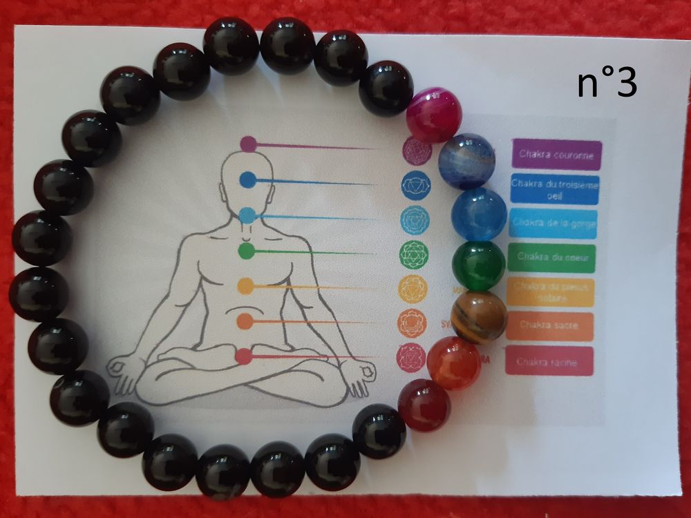 BRACELET 7 CHAKRAS Pierres Naturelles - Pierres de 8mm Bijoux et montres