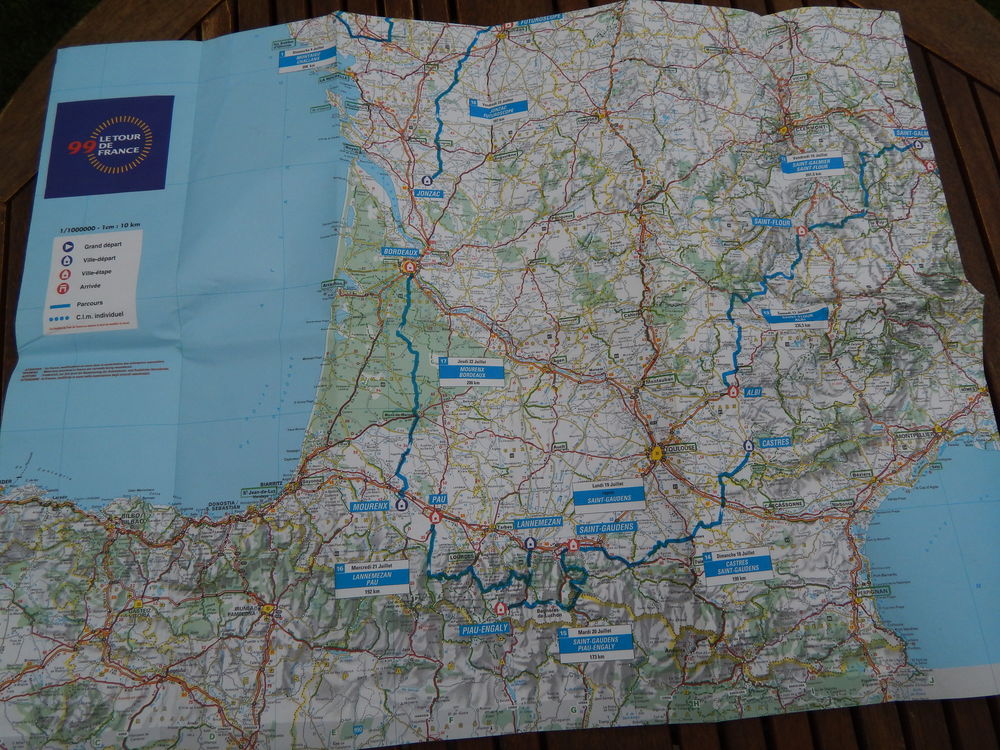 carte routi&egrave;re tour de France 1999 