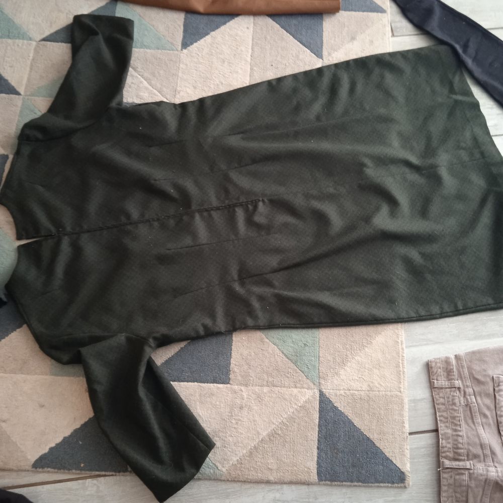 Robe cousue main T 44 coton et polyester, kaki fermeture &eacute;cl Vêtements