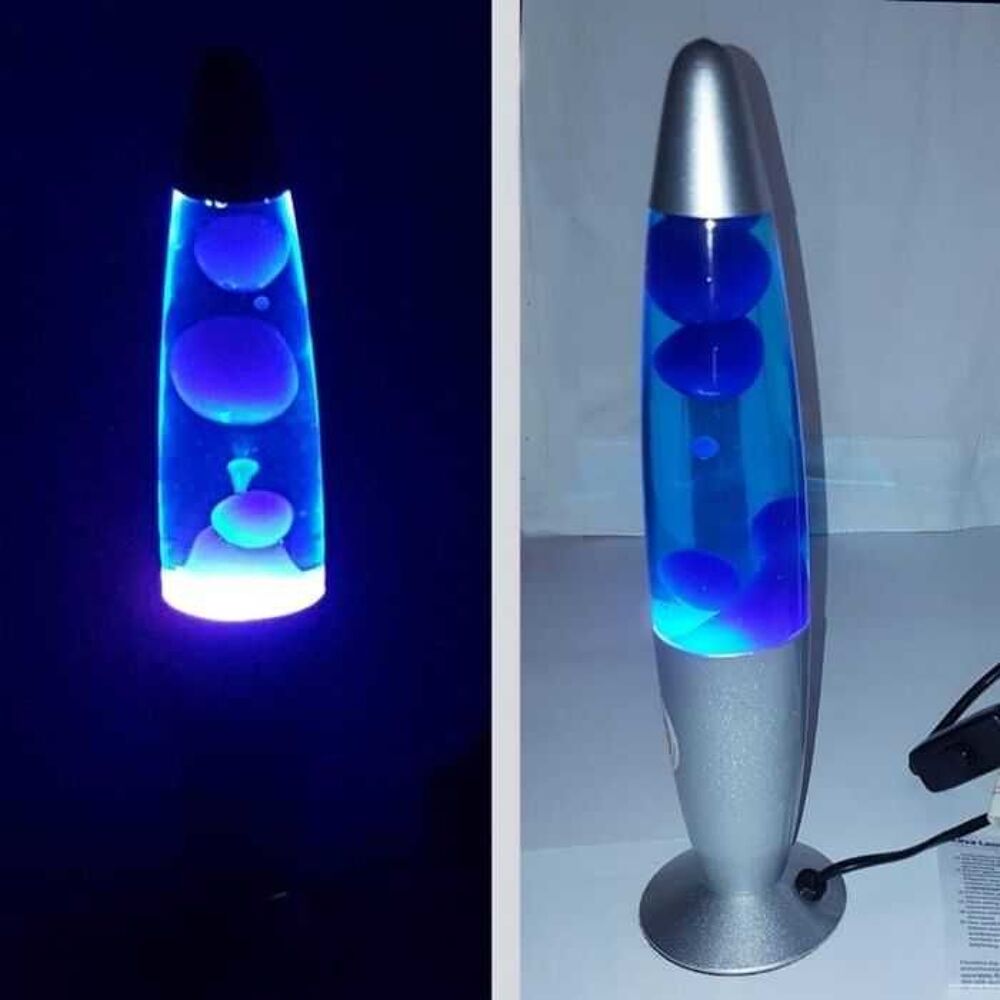 Lampe argent&eacute;, lave bleu-violet, NEUF Dcoration