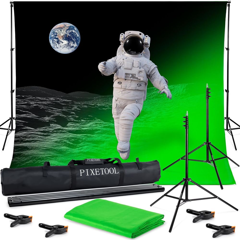 PIXETOOL - Fond Vert (3m x 3m) avec Support (3m x 2,6m) Photos/Video/TV