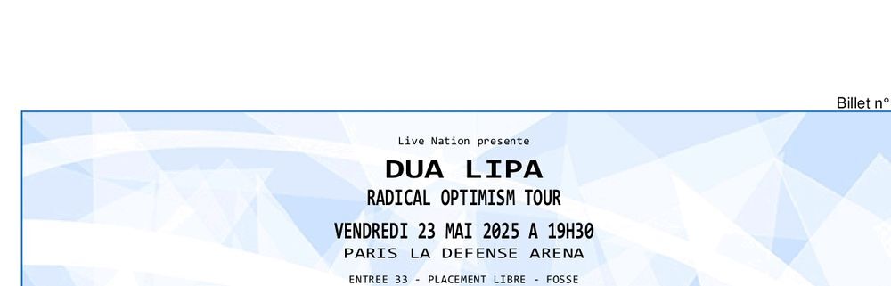 deux places concert Dua LIPA le 23 mai &agrave; Paris Billetterie