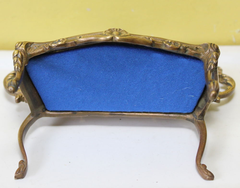 Canap&eacute; Sofa bleu bronze ou laiton style Louis XV miniature p 