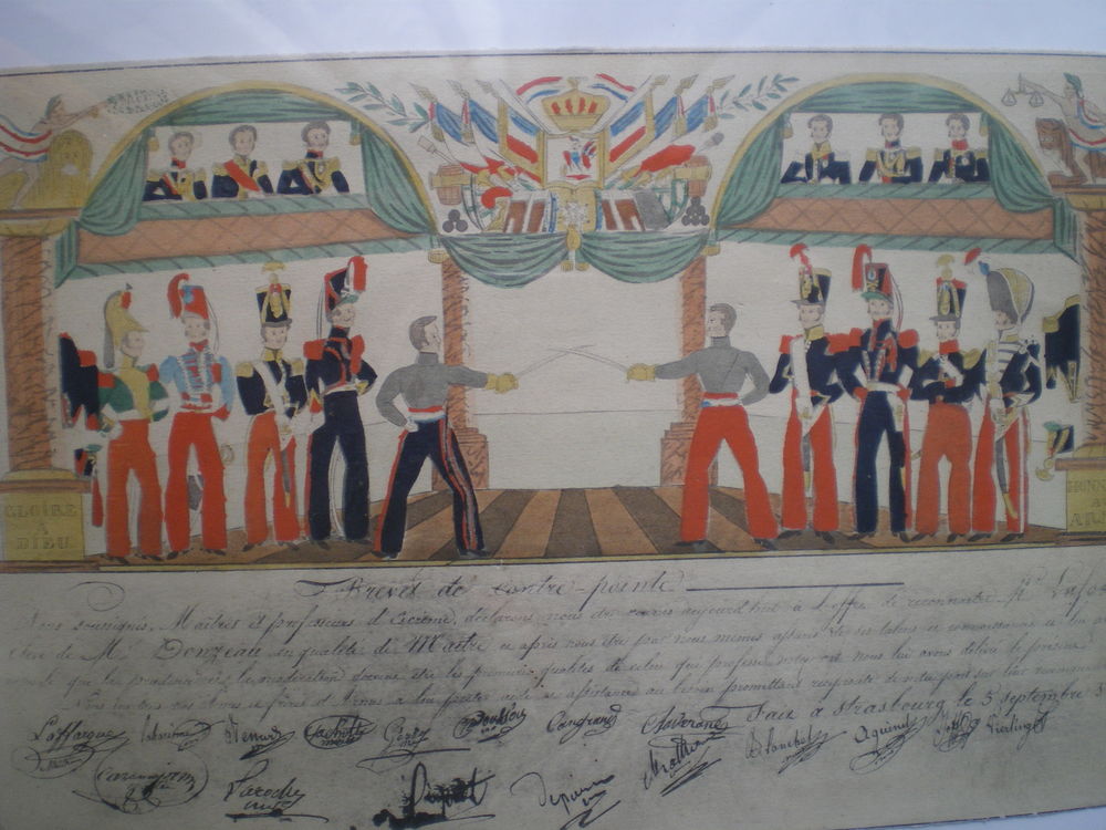 Brevet d'escrime de contre-pointe 1834. 