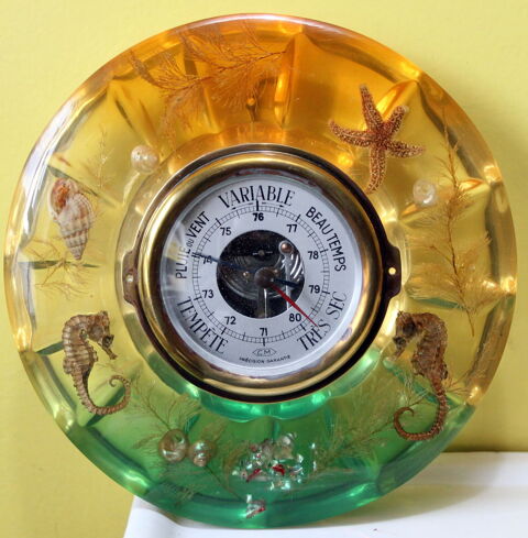 Barom�tre inclusions hippocampes vintage 60 30 Issy-les-Moulineaux (92)