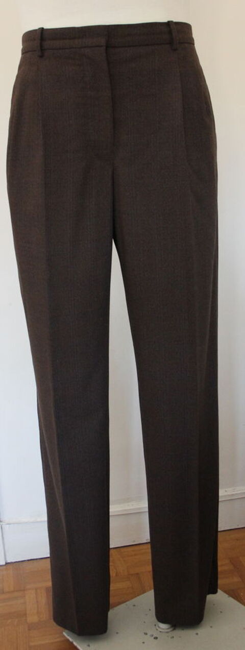 Pantalon marron chiné bleu à pinces HERMES 350 Issy-les-Moulineaux (92)