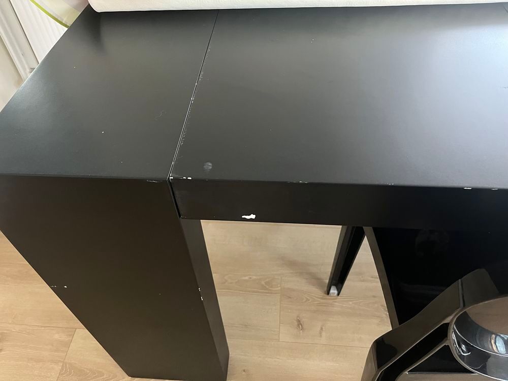 Console bois extensible noire. Meubles