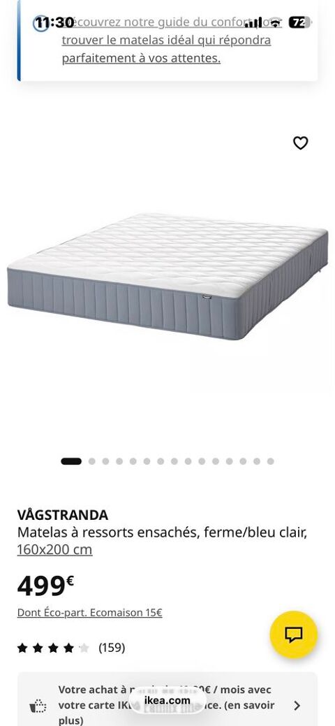 Matelas à   ressorts ensachés, ferme/bleu clair, 160x200 cm Floirac (33)