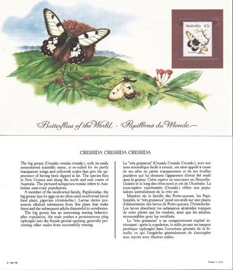 3 cartes d'AUSTRALIE de 1984   PAPILLONS DU MONDE  lot 2 12 Les glisottes-et-Chalaures (33)