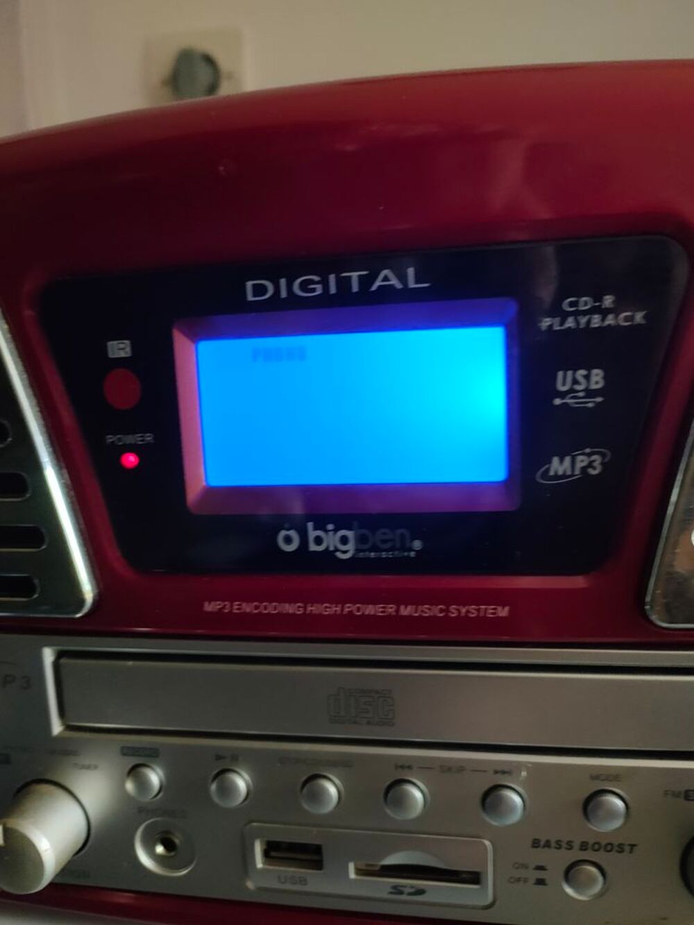 Platine vinyle, CD, MP3 et carte SD O BigBen Rouge Audio et hifi