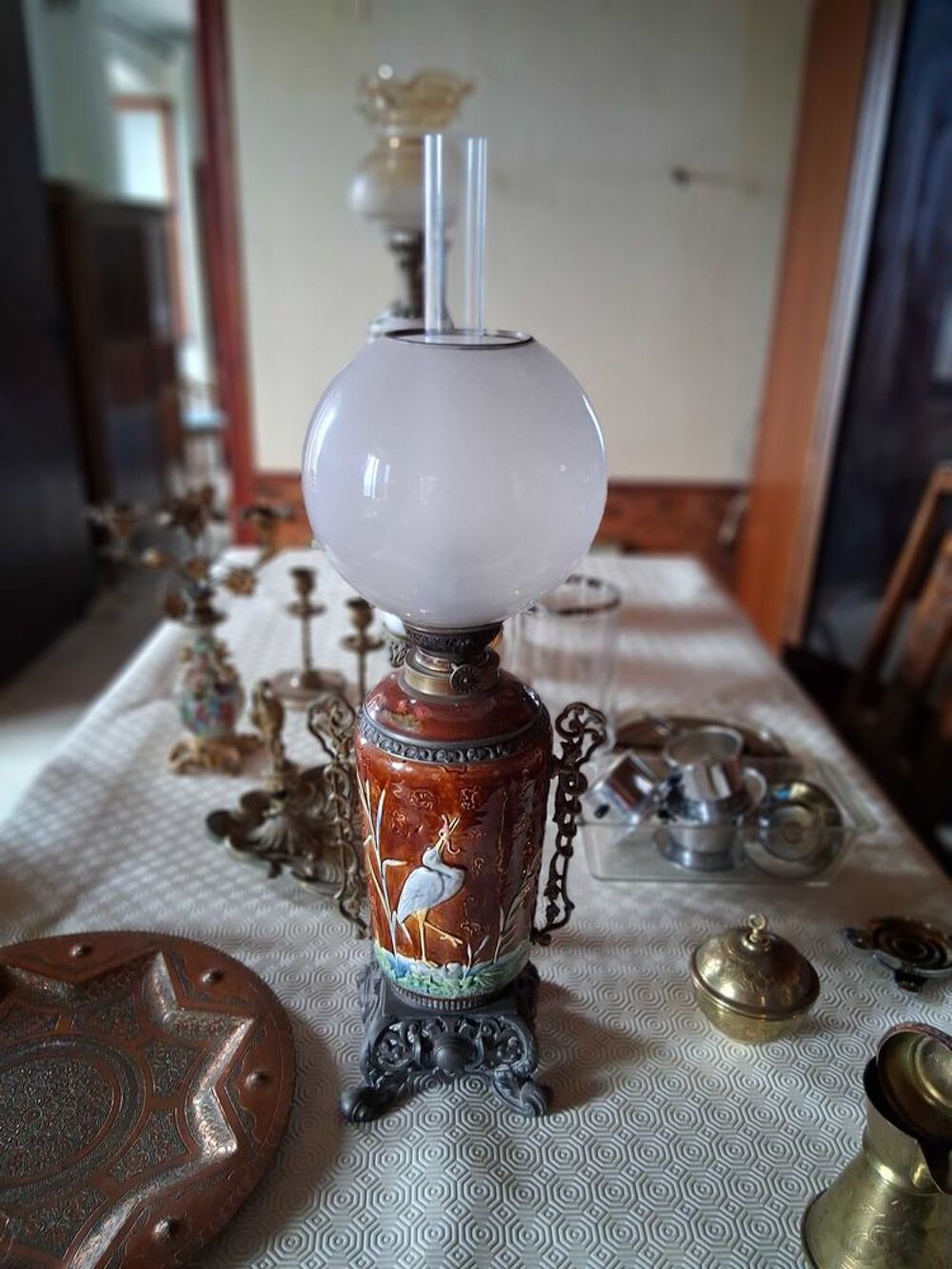 lampe a p&eacute;trole, en c&eacute;ramique 