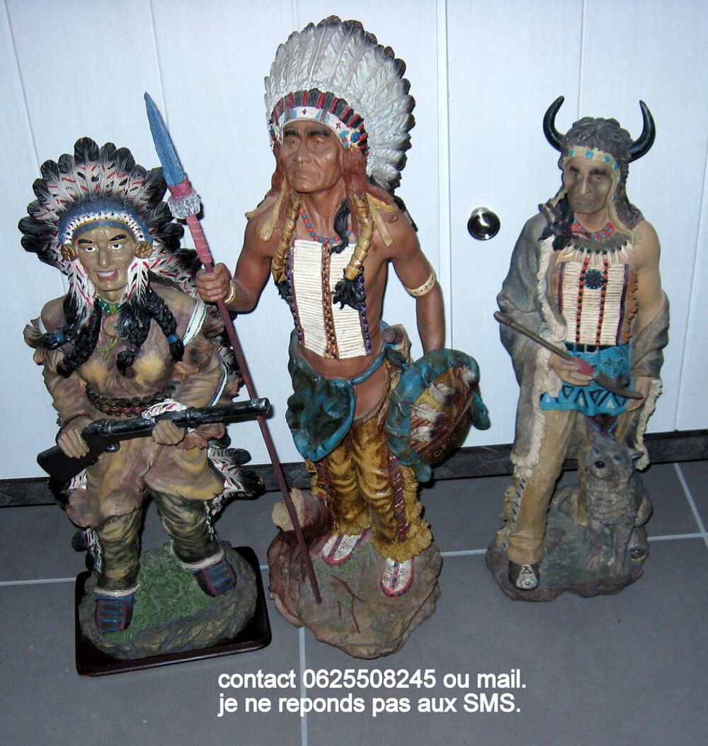 3 grandes statues d indien Décoration