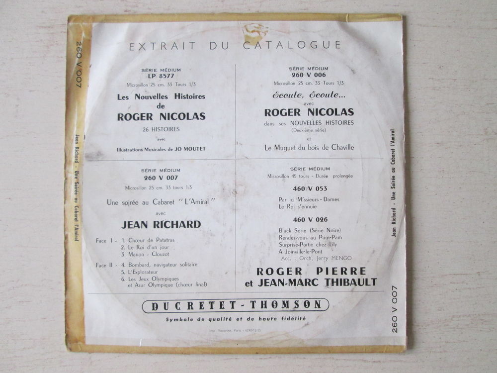Jean Richard Une soir&eacute;e au cabaret CD et vinyles