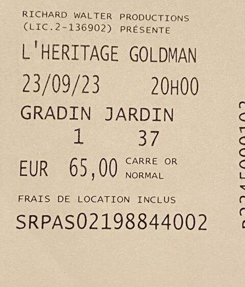 Concert l'hritage Goldman 65 Rennes (35)