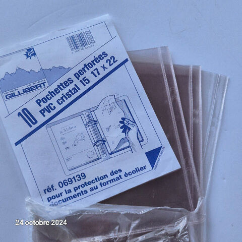 Lot de 9 pochettes perfor�es pvc cristal pour classeur 2 ann 2 Saumur (49)