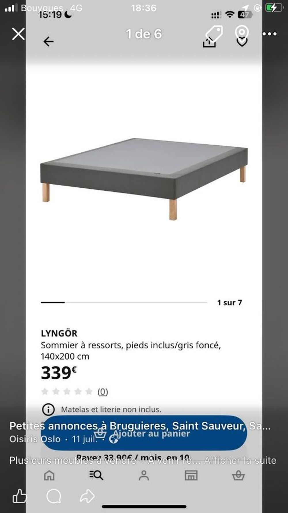 lit lattes 2pers Meubles