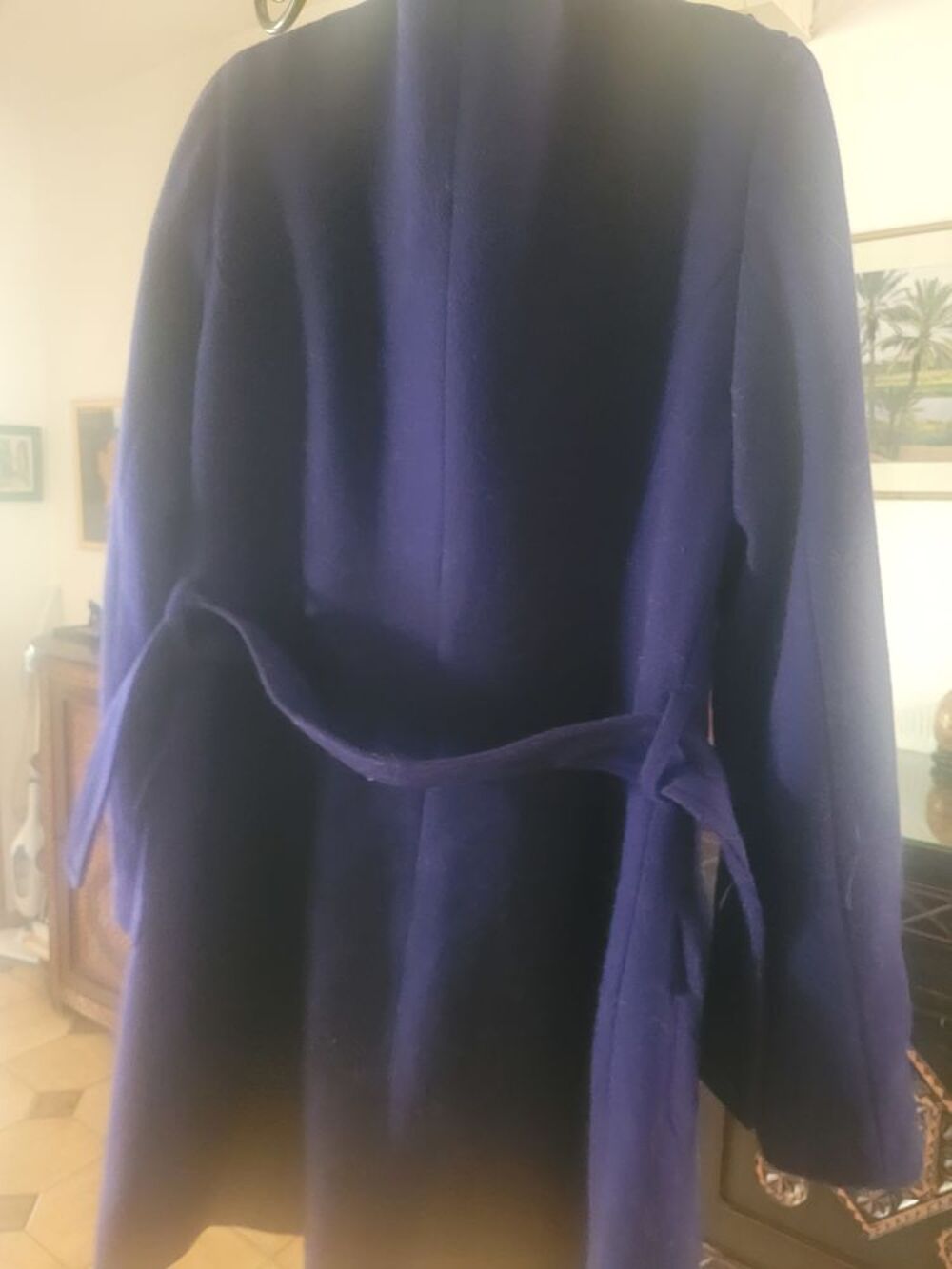 Manteau bleu marine avec ceinture Vtements