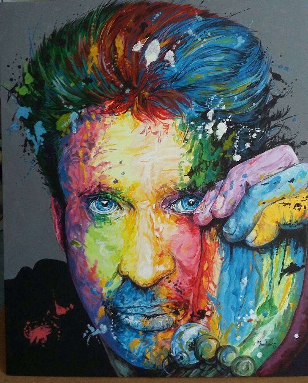 Peinture tableau : portrait de JOHNNY HALLYDAY Décoration