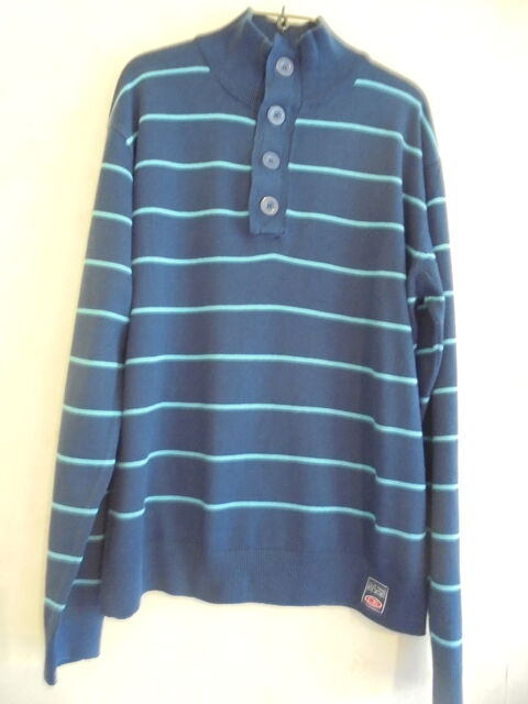 Pull col camionneur marine/turquoise (93) 15 Tours (37)