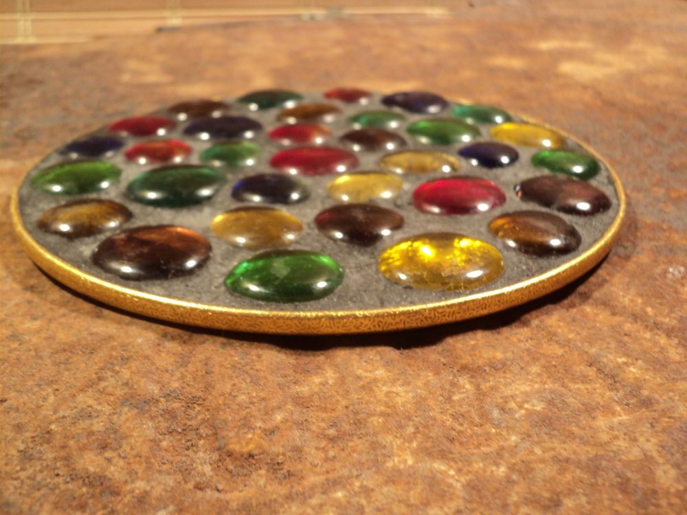 Dessous de Plat Vintage Galets Billes Verre Couleurs. Décoration
