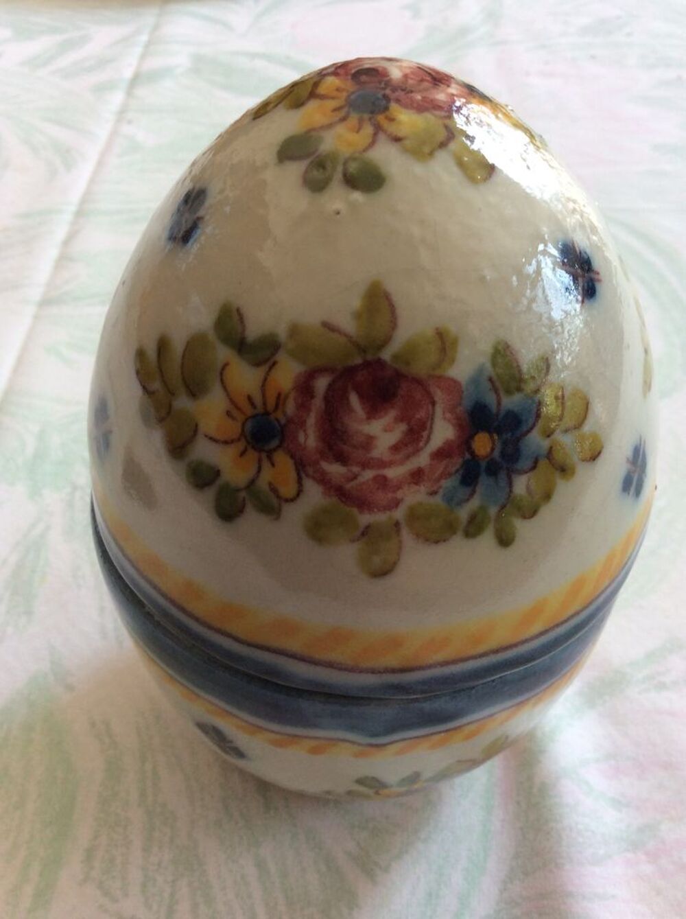 ?uf porcelaine &eacute;maill&eacute;e d&eacute;cor floral Portugal Dcoration