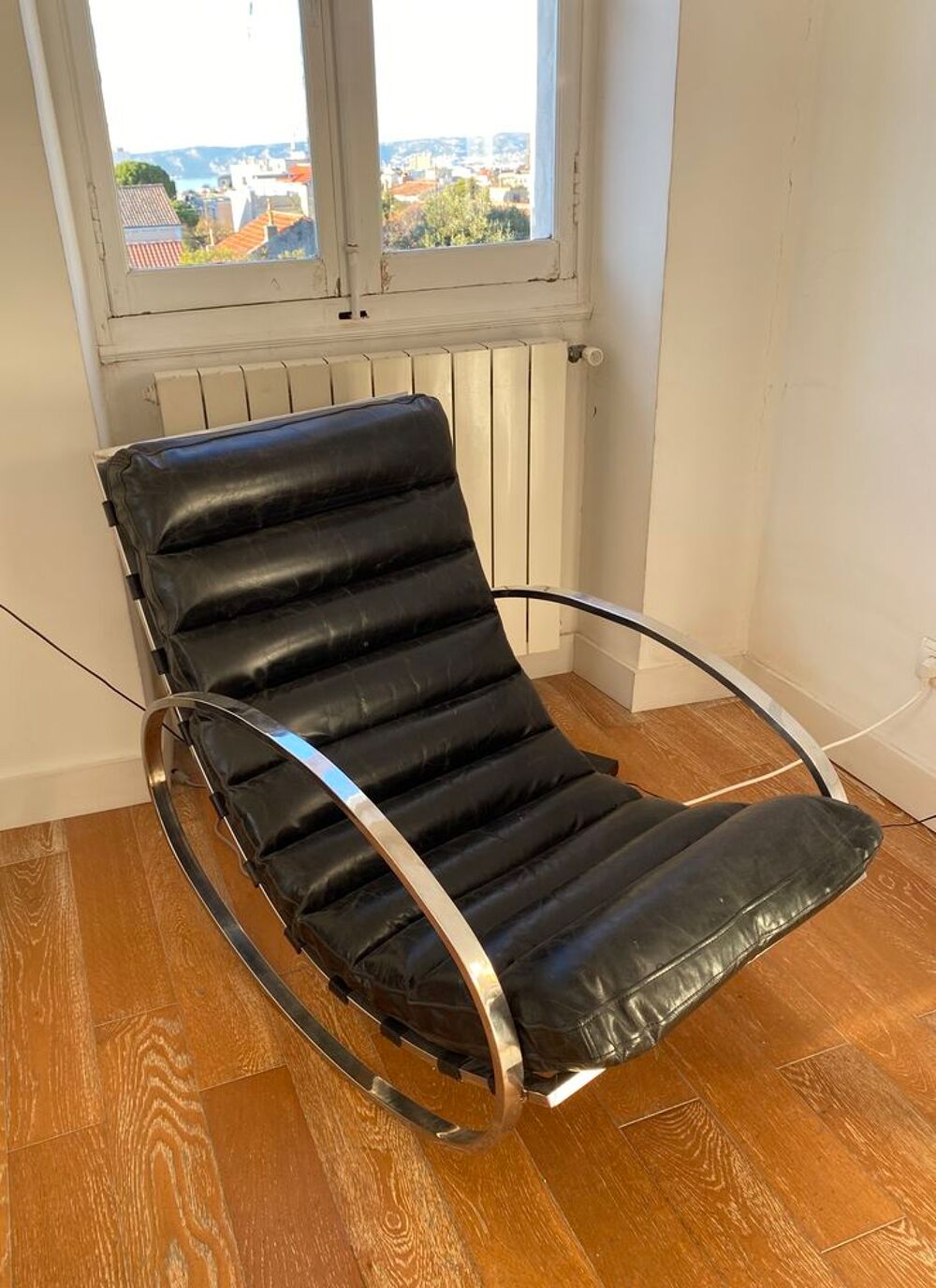 Rocking-chair cuir noir Meubles