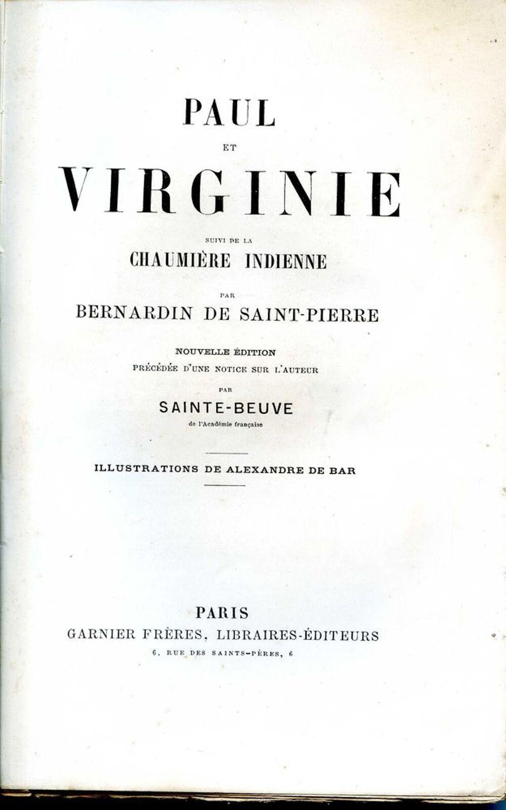 PAUL ET VIRGINIE - Bernardin de Saint Pierre Livres et BD
