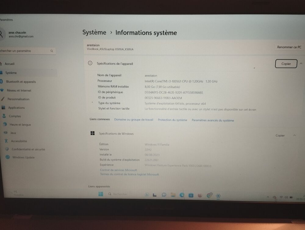 PC Asus vivobook Matériel informatique