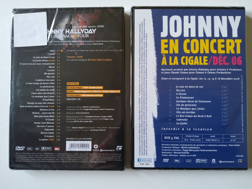 JOHNNY HALLYDAY en 2 concerts neufs DVD et blu-ray