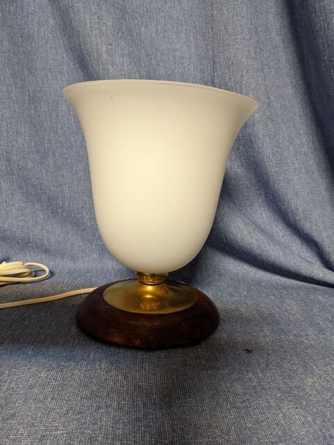 LAMPE de chevet moyenne style MAZDA socle en bois laiton et 75 Marseille 13 (13)