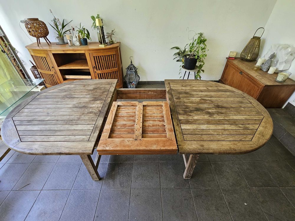 salon jardin table teck + 6 chaises Meubles