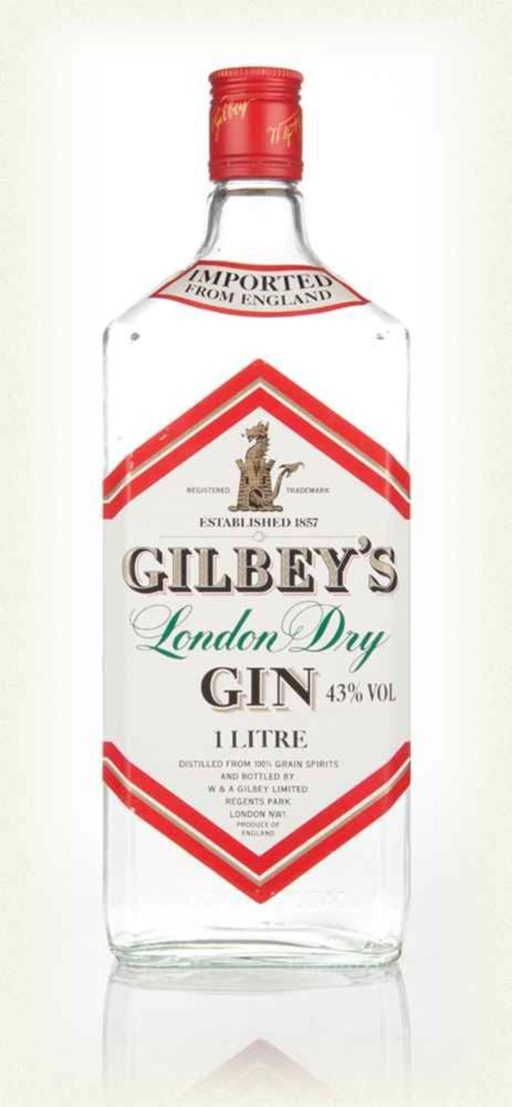 Bouteille de 1 litre Gilbey's London Dry Gin 43%vol. an 70 Cuisine