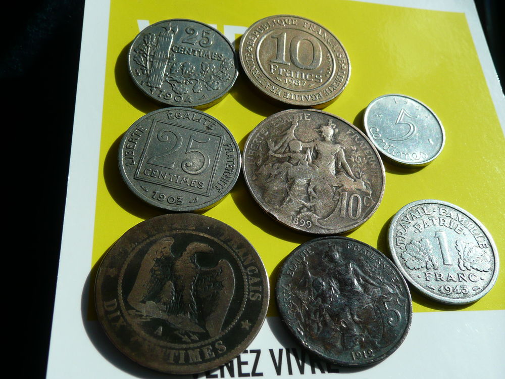 Lot de 8 pi&egrave;ces divers Franc Fran&ccedil;aise 