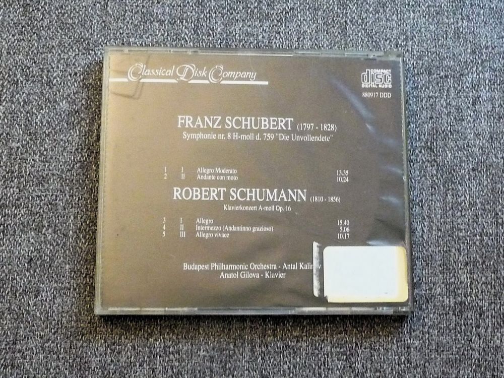 Franz Schubert- Robert Schumann- Classical Disk Company CD et vinyles