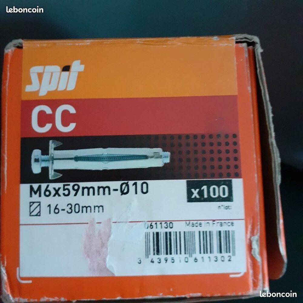 100 Chevilles CC avec vis 6x30/59 SPIT Bricolage