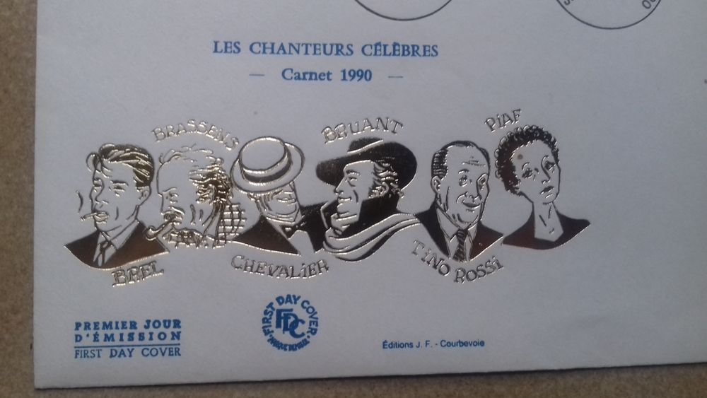 GRANDE ENVELOPPE 1er JOUR 1990 CHANTEURS 