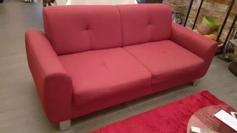 Canapé et fauteuil tissus couleur rouge framboise 180 Saint-Sérotin (89)