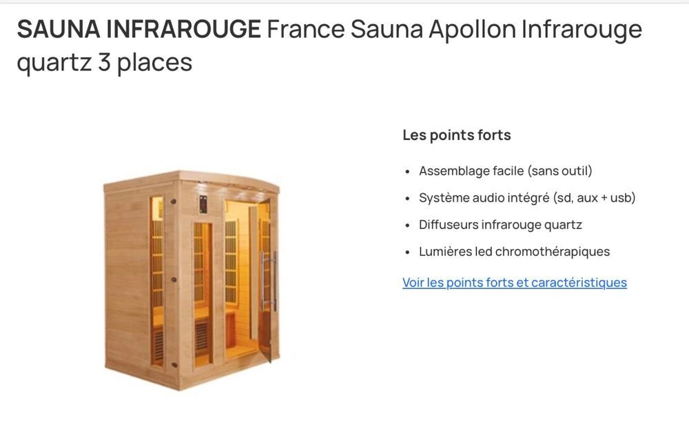 Sauna infra rouge 2/3 personnes de France Sauna radio C.D. Meubles