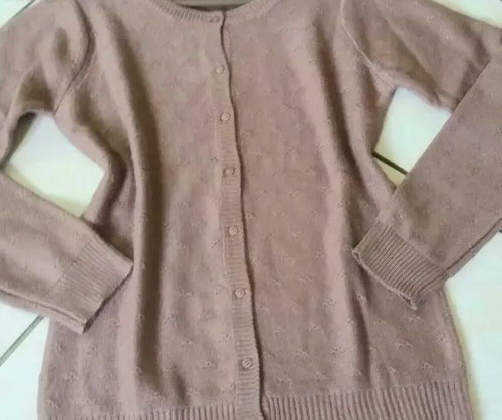 Gilet pull marron maille douce fantaisie - T 38 - 40 ou 40 Vêtements